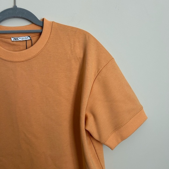 Zara Short Sleeve Sweatshirt Orange Size Small - Picture 2 of 5